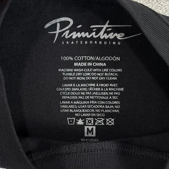 Primitive Skateboarding ‘Til the End Skull Flames Graphic T-shirt Size Medium - Picture 3 of 7